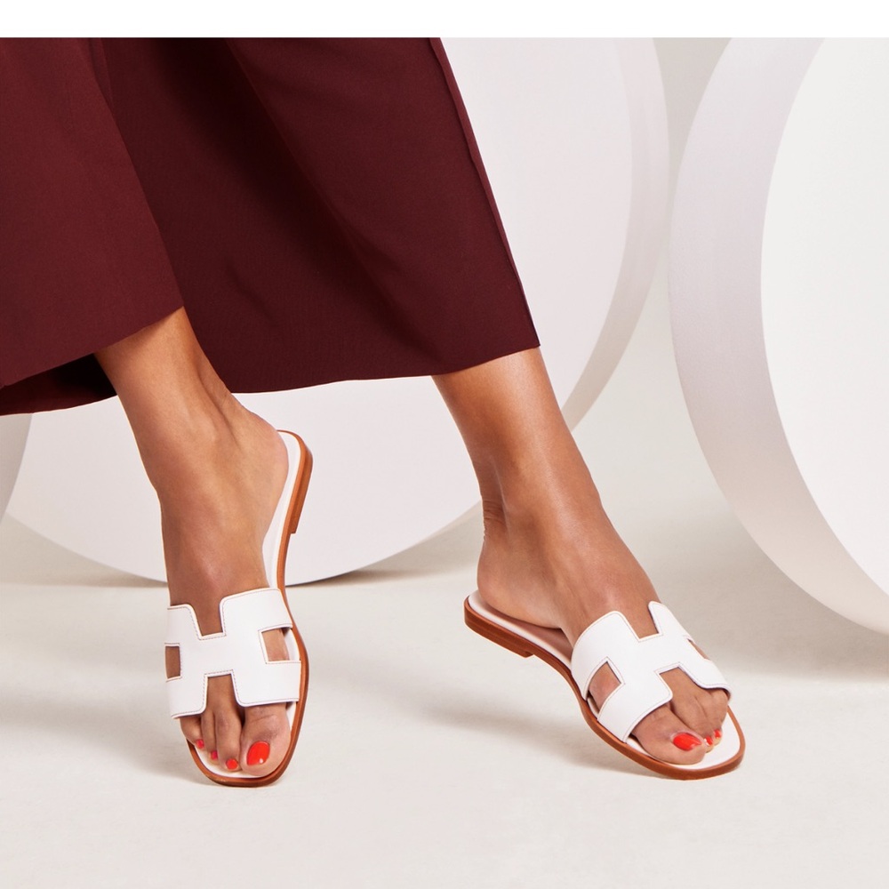 Hermes Oran Sandals White Size 7
